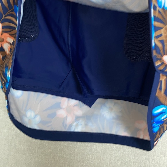 Lands End Women's Quick Dry Board Skort Swim Skirt Deep Navy Tropic Palm - Picture 3 of 6